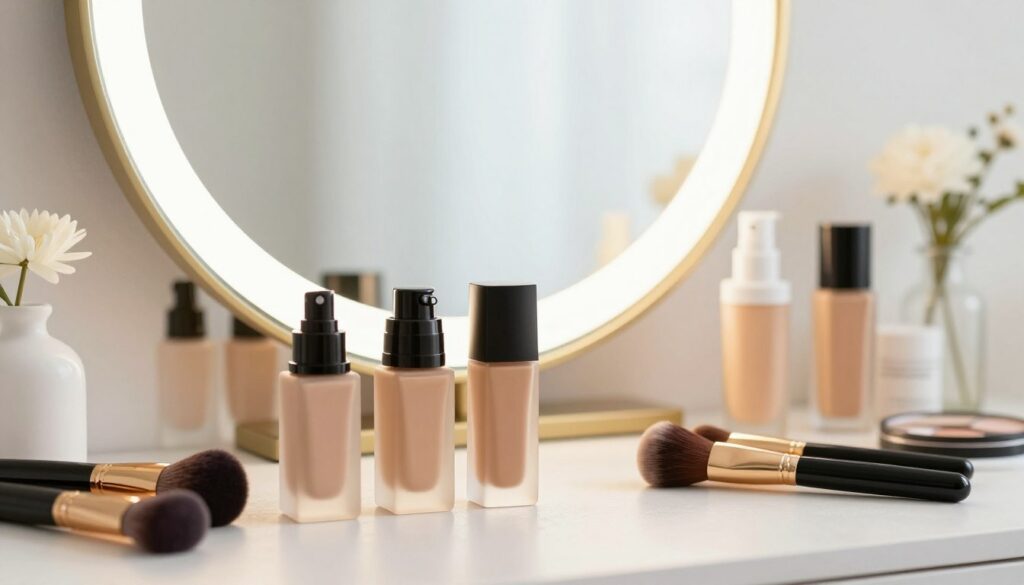 A-beautifully-arranged-makeup-station-featuring-a-flawless-foundation-application-set-up.-In-1024x585 Notre guide pour un fond de teint couvrant réussi