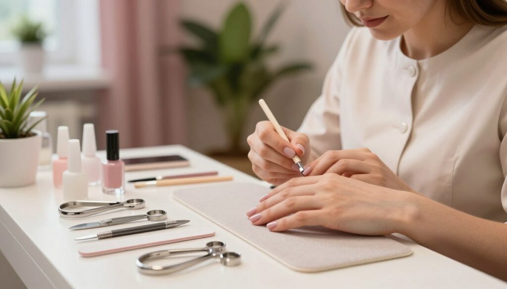 A-beautifully-arranged-scene-showcasing-the-essentials-of-Russian-manicure-maintenance.-In-the--1024x585 Guide complet pour une manucure russe parfaite étape par étape