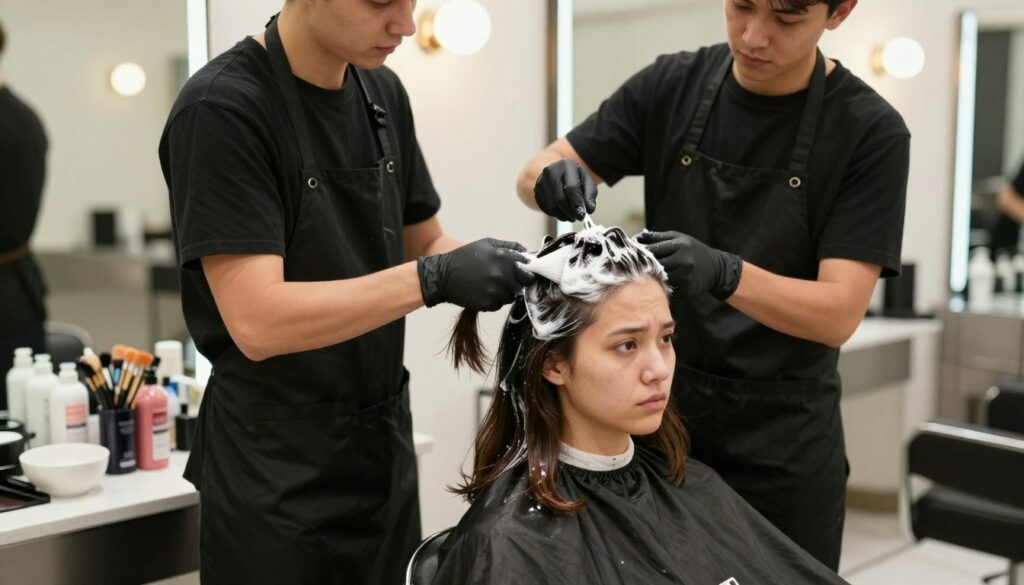 A-bright-well-lit-salon-setting-showcasing-a-professional-hairstylist-assisting-a-client-with--1024x585 Comment réussir votre décoloration cheveux facilement