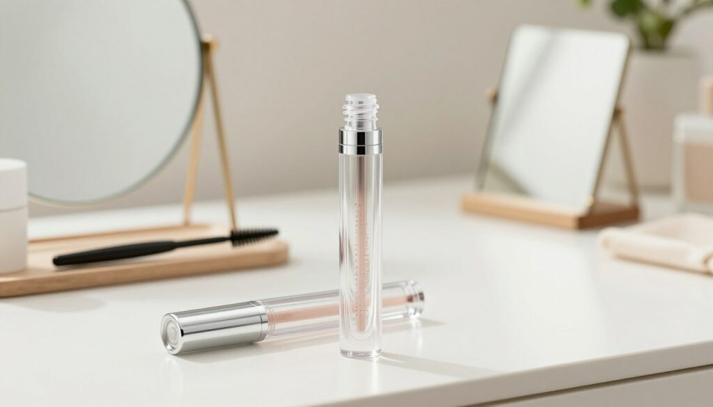 A-clear-elegant-aesthetic-showcasing-a-transparent-eyebrow-gel.-In-the-foreground-a-sleek-1024x585 Sourcils naturels : Comment obtenir un effet structuré sans passer par le salon