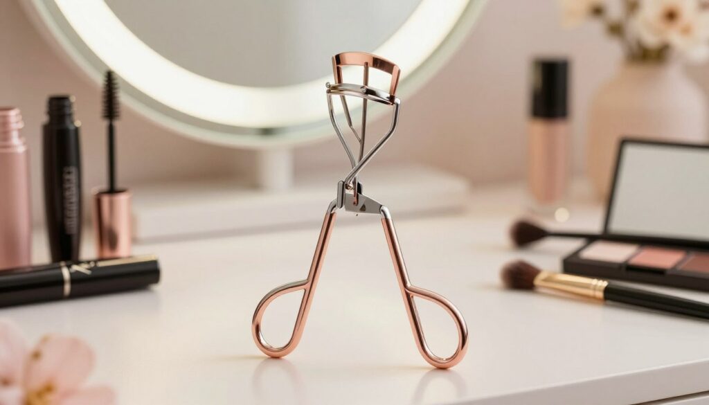 A-close-up-of-a-sleek-and-elegant-eyelash-curler-artistically-positioned-on-a-soft-vanity-1024x585 Découvrez comment utiliser un recourbe cils facilement