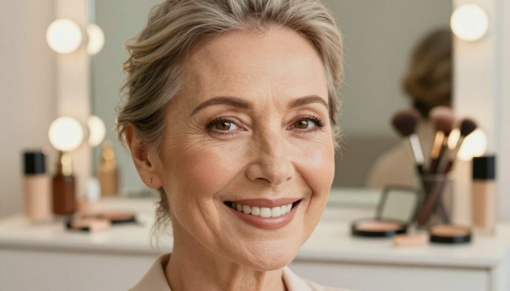 A-close-up-portrait-of-a-mature-woman-with-radiant-skin-showcasing-the-effects-of-well-applied-1024x585 Trouvons ensemble le fond de teint peau mature idéal
