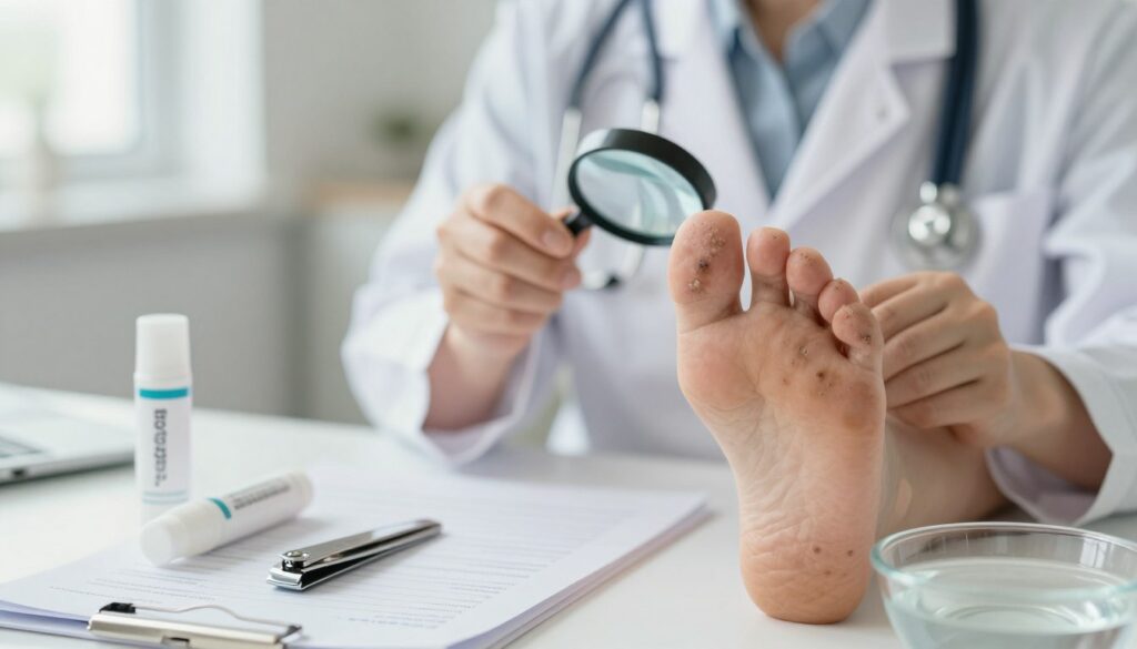 A-close-up-view-of-a-foot-with-a-fungal-nail-infection-showcasing-distinct-symptoms-like-1024x585 Votre guide pour soigner la mycose ongle pied facilement