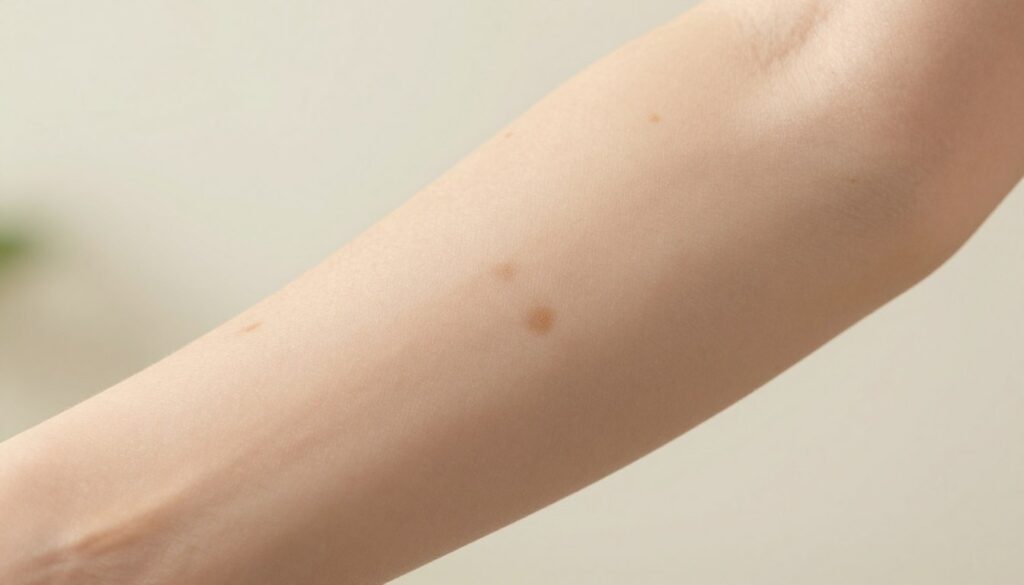 A-close-up-view-of-a-human-forearm-displaying-a-light-brown-skin-mark-representative-of-1024x585 Tache marron sur la peau : Nos conseils pour l’éliminer