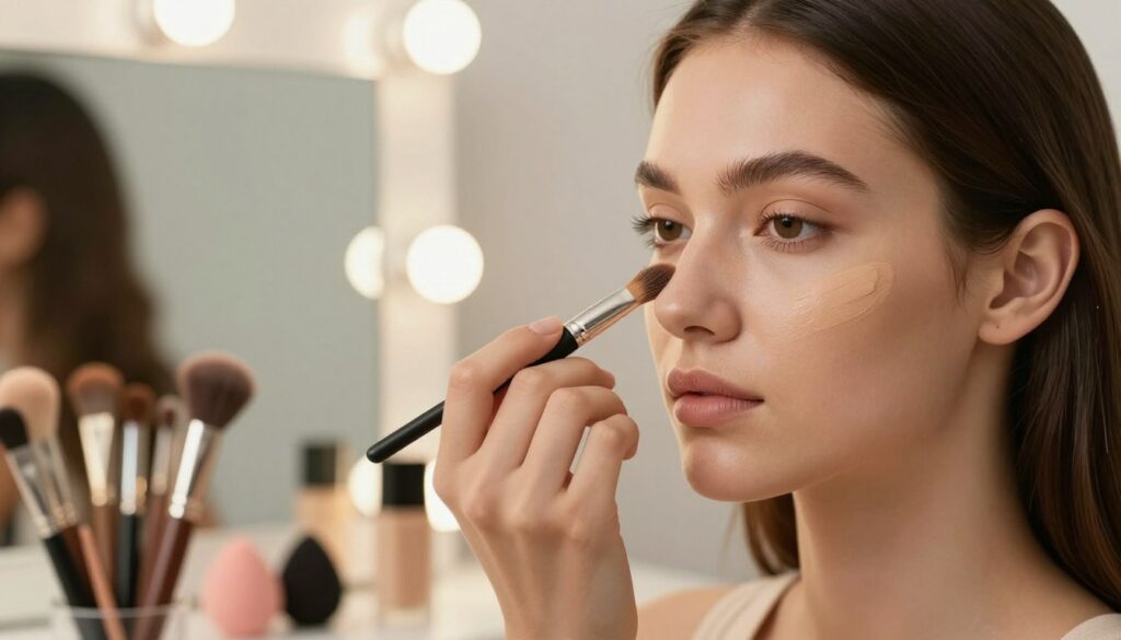 A-close-up-view-of-a-professional-makeup-artist-applying-high-coverage-foundation-on-a-1024x585 Notre guide pour un fond de teint couvrant réussi