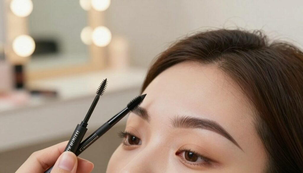 A-close-up-view-of-a-womanaposs-eyebrows-showcasing-various-makeup-techniques-for-a-lifted-1024x585 Sourcils naturels : Comment obtenir un effet structuré sans passer par le salon