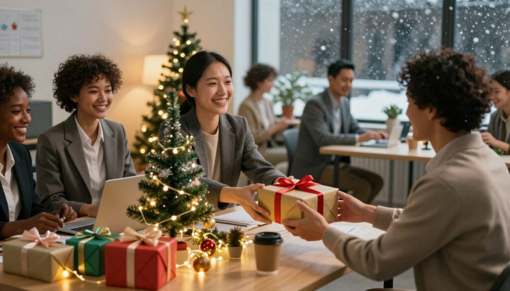 A-cozy-office-environment-during-the-festive-season-depicting-a-cheerful-group-of-diverse-1024x585 Comment trouver le cadeau secret santa parfait ensemble