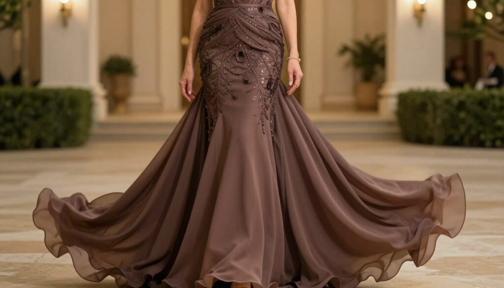 A-mature-woman-elegantly-wearing-a-sophisticated-evening-gown-showcasing-rich-flowing-fabric--1024x585 Robe cérémonie femme 50 ans : guide et avis pour votre choix