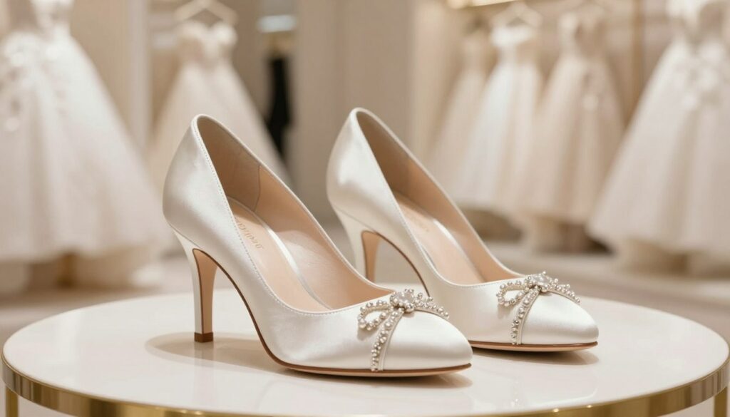 A-pair-of-elegant-wedding-shoes-featuring-a-classic-design-with-delicate-embellishments-set-1024x585 Quelles chaussures porter avec une robe grise à un mariage ?