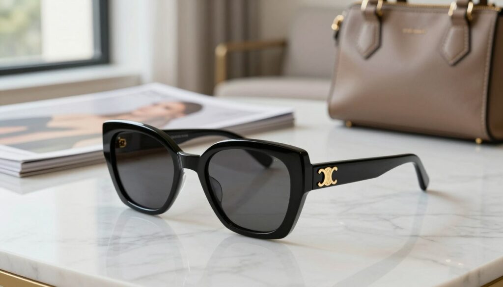 A-pair-of-stylish-oversized-Celine-sunglasses-resting-on-a-luxurious-marble-surface-reflecting-1024x585 Pour ou contre les lunettes de soleil oversize Celine ?