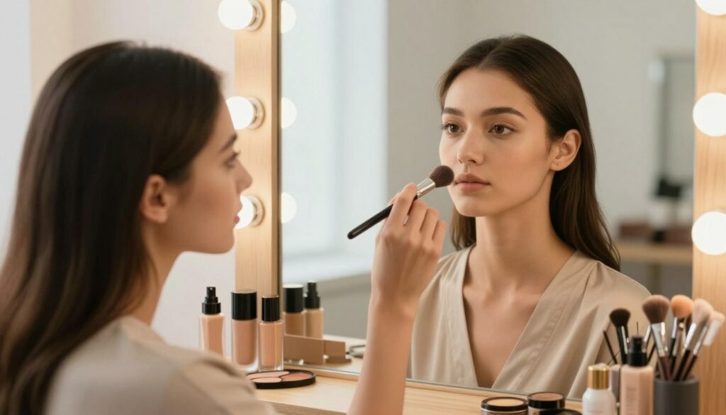 A-professional-makeup-artist-skillfully-applies-long-lasting-foundation-to-a-modelaposs-face--1024x585 Notre guide pour un fond de teint couvrant réussi