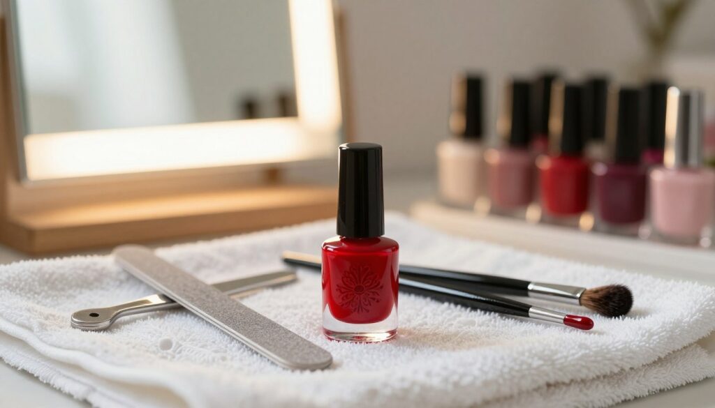 A-sleek-bottle-of-Russian-nail-polish-in-the-foreground-showcasing-a-vibrant-glossy-shade-of--1024x585 Guide complet pour une manucure russe parfaite étape par étape