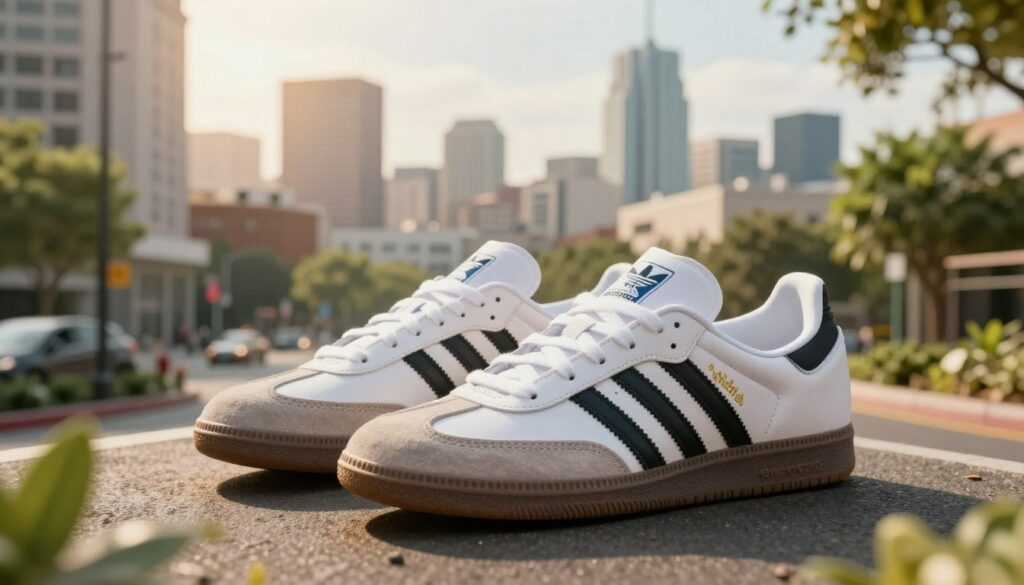 A-striking-image-of-the-iconic-Adidas-Samba-sneakers-prominently-displayed-in-the-foreground--1024x585 Adidas Samba : tendances 2026