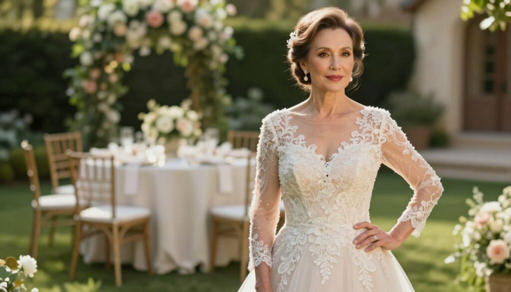 A-stylish-60-year-old-woman-in-an-elegant-wedding-outfit-showcasing-current-bridal-trends.-In--1024x585 Tenue mariage femme 60 ans : conseils et avis experts