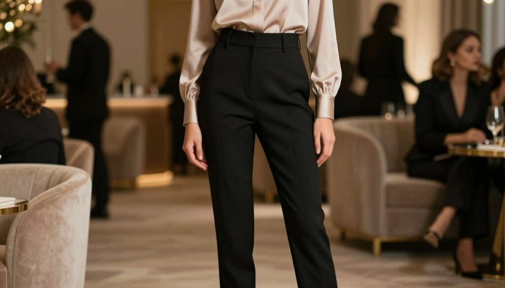 A-stylish-and-sophisticated-outfit-centered-around-a-classic-black-trouser-for-an-elegant-1024x585 3 tenues de soirée à base de pantalon