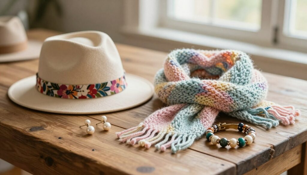 A-stylish-arrangement-of-senior-fashion-accessories-on-a-rustic-wooden-table-showcasing-a-1024x585 Look femme 60 ans ronde : Nos avis pour sublimer votre style