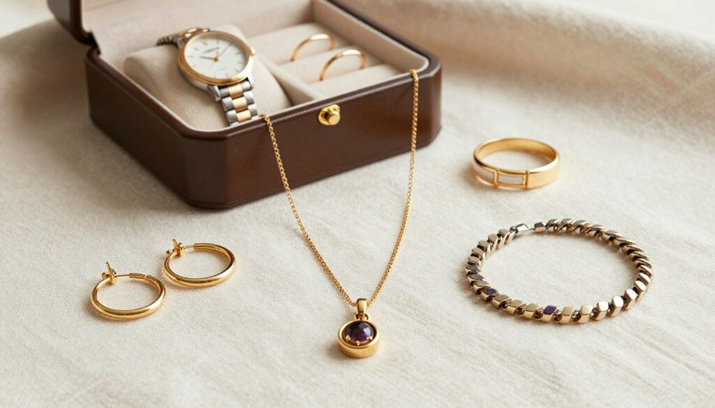 A-stylish-collection-of-essential-jewelry-pieces-for-women-in-their-40s-elegantly-displayed-on--1024x585 Quels bijoux porter à 40 ans ?