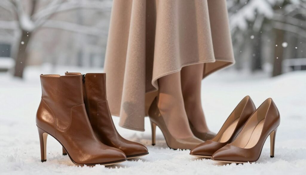 A-stylish-display-of-elegant-ankle-boots-and-high-heels-made-of-fine-leather-showcased-1024x585 Quelles chaussures avec une jupe longue en hiver à choisir