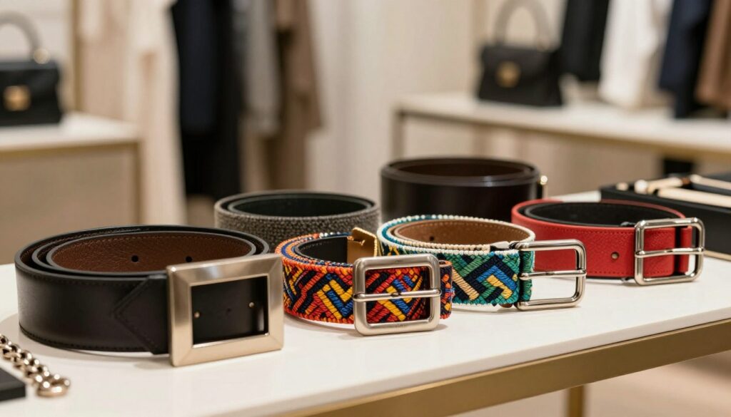 A-stylish-display-of-fashionable-belts-for-2026-showcasing-a-variety-of-designs-in-the-1024x585 Ceinture : tendances 2026