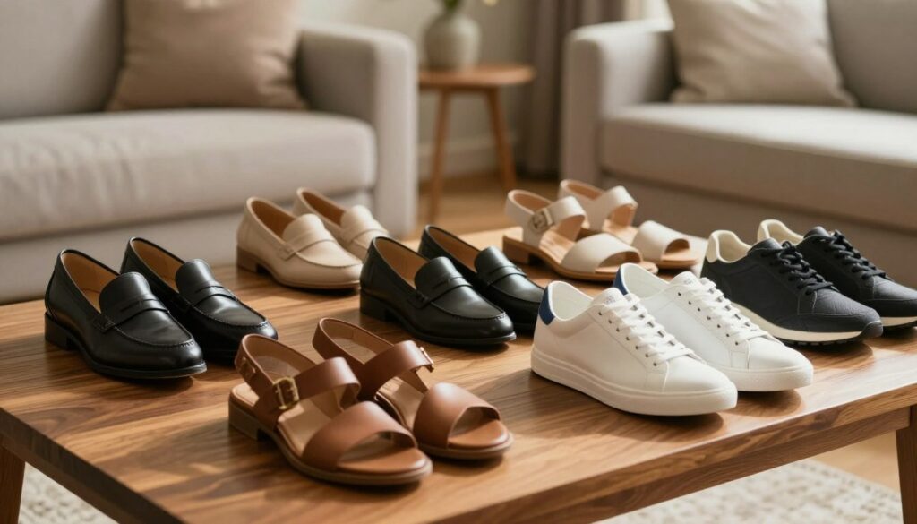 A-stylish-display-of-high-quality-shoes-suitable-for-a-person-in-their-fifties-featuring-a-1024x585 Notre sélection de chaussures porter quand on a 50 ans