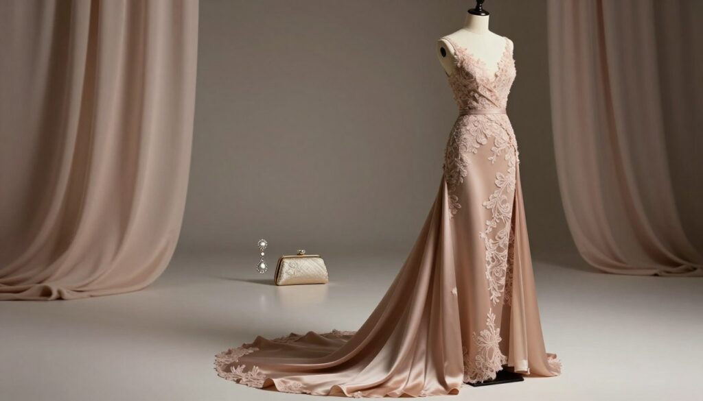 A-stylish-evening-gown-displayed-elegantly-on-a-mannequin-in-a-beautifully-lit-studio-1024x585 Robe porter pour un repas chic : Notre guide et avis expert
