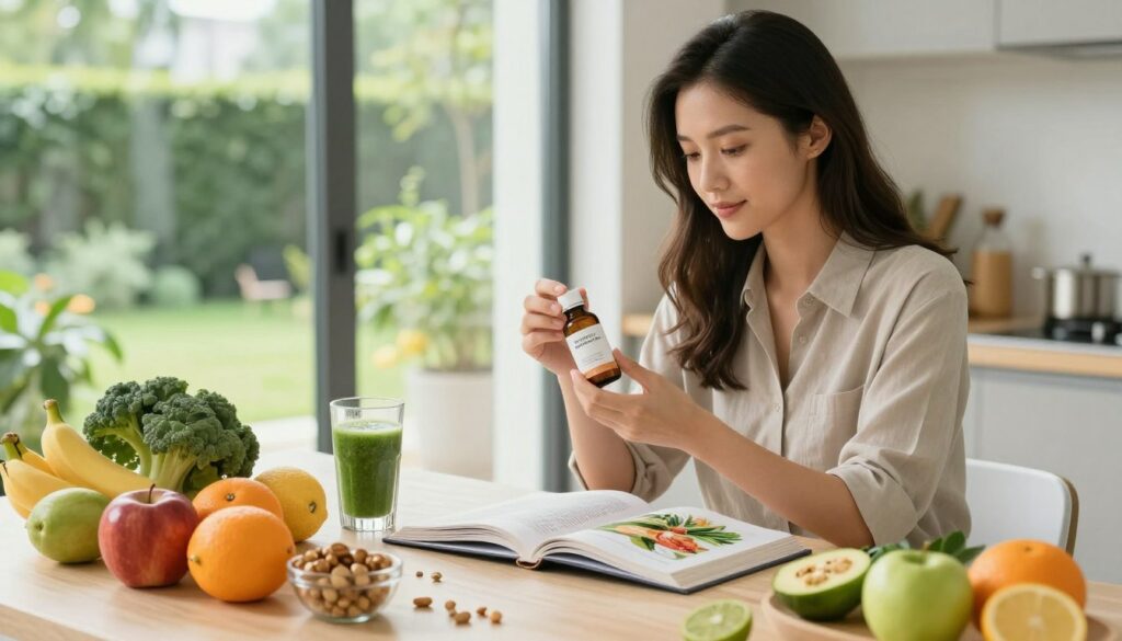 A-stylish-modern-kitchen-setting-bathed-in-natural-light-showcasing-a-beautifully-arranged-1024x585 Nutricosmétique : Pourquoi votre routine beauté de cette année passe d'abord par votre assiette