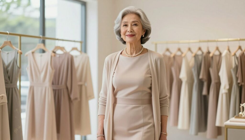 A-stylish-senior-woman-approximately-70-years-old-exuding-elegance-and-confidence-stands-1024x585 Votre robe habillée pour femme 70 ans parfaite ici.