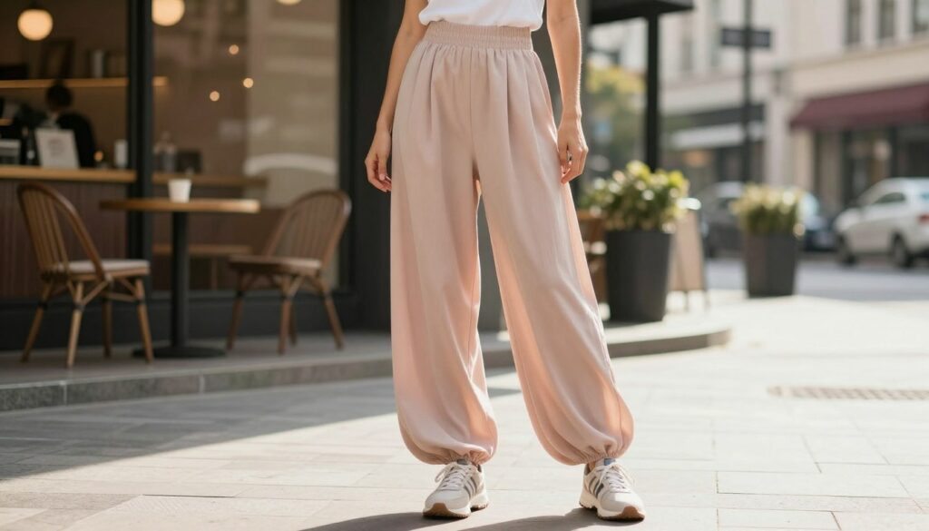 A-stylish-trendy-woman-wearing-a-pair-of-flowy-lightweight-trousers-in-a-soft-pastel-color-1024x585 Oubliez le jean blanc : Voici le pantalon ultra-léger que toutes les filles stylées portent