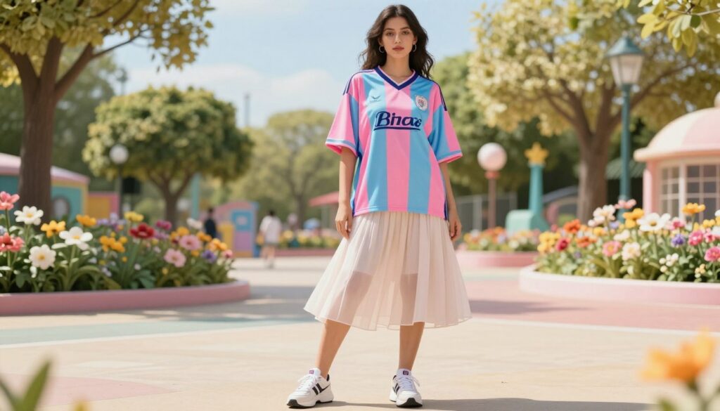 A-stylish-young-woman-stands-confidently-showcasing-a-unique-blend-of-sporty-and-feminine-1024x585 C'est quoi l'esthétique "Blokette" sur TikTok et comment la porter avec élégance ?