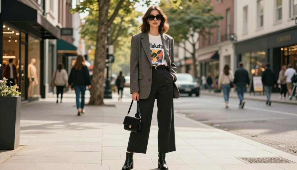A-stylishly-dressed-young-woman-stands-confidently-in-an-urban-setting-embodying-the-1024x585 C'est quoi l'esthétique "Blokette" sur TikTok et comment la porter avec élégance ?