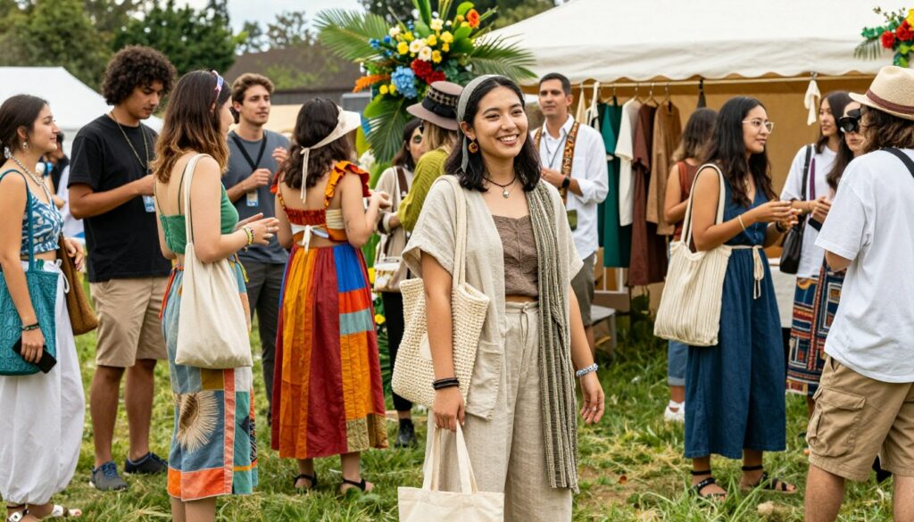 A-vibrant-scene-at-a-mode-festival-showcasing-a-diverse-group-of-fashion-forward-individuals-1024x585 Festival en juin : comment s'habiller ?