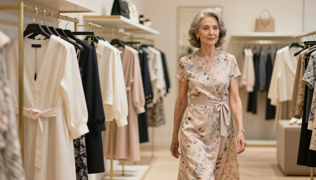 An-elegant-elderly-woman-walks-confidently-through-a-stylish-boutique-showcasing-a-1024x585 Votre robe habillée pour femme 70 ans parfaite ici.