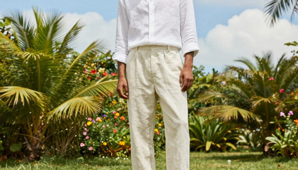 A-bright-and-airy-outdoor-scene-showcasing-a-stylish-outfit-featuring-lightweight-Uniqlo-1024x585 Climat chaud et humide : comment s'habiller ?