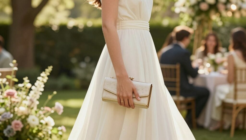 A-fashionable-woman-gracefully-holding-a-stylish-clutch-while-wearing-an-elegant-flowing-white-1024x585 Quelle pochette porter avec une robe blanche ?