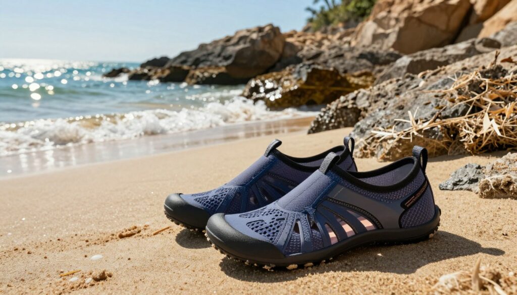 A-pair-of-stylish-and-comfortable-water-shoes-designed-for-rocky-beaches-positioned-1024x585 Vacances d'été : quelles chaussures emporter ?