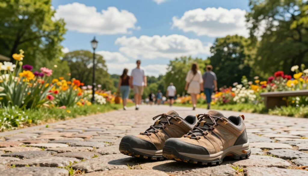 A-scenic-summer-vacation-setting-featuring-a-pair-of-well-worn-comfortable-walking-shoes-1024x585 Vacances d'été : quelles chaussures emporter ?