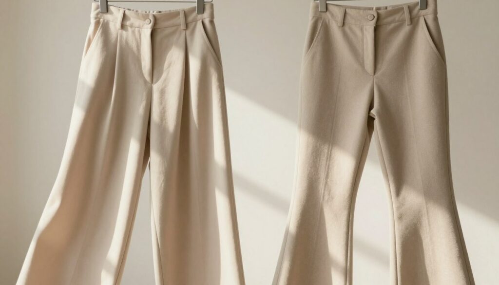 A-stylish-scene-showcasing-two-pairs-of-trousers-on-one-side-a-pair-of-wide-legged-pants-1024x585 Pantalon bouffant, sarouel et harem pants, mode d'emploi