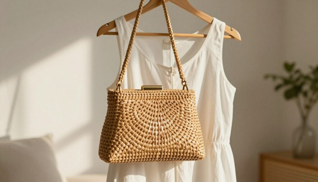 A-stylish-woven-rattan-clutch-bag-in-a-chic-bohemian-design-elegantly-placed-in-the-1024x585 Quelle pochette porter avec une robe blanche ?