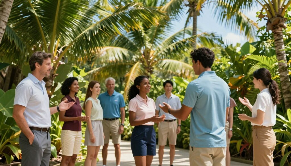 A-vibrant-tropical-scene-depicting-a-warm-and-humid-climate.-In-the-foreground-a-diverse-1024x585 Climat chaud et humide : comment s'habiller ?