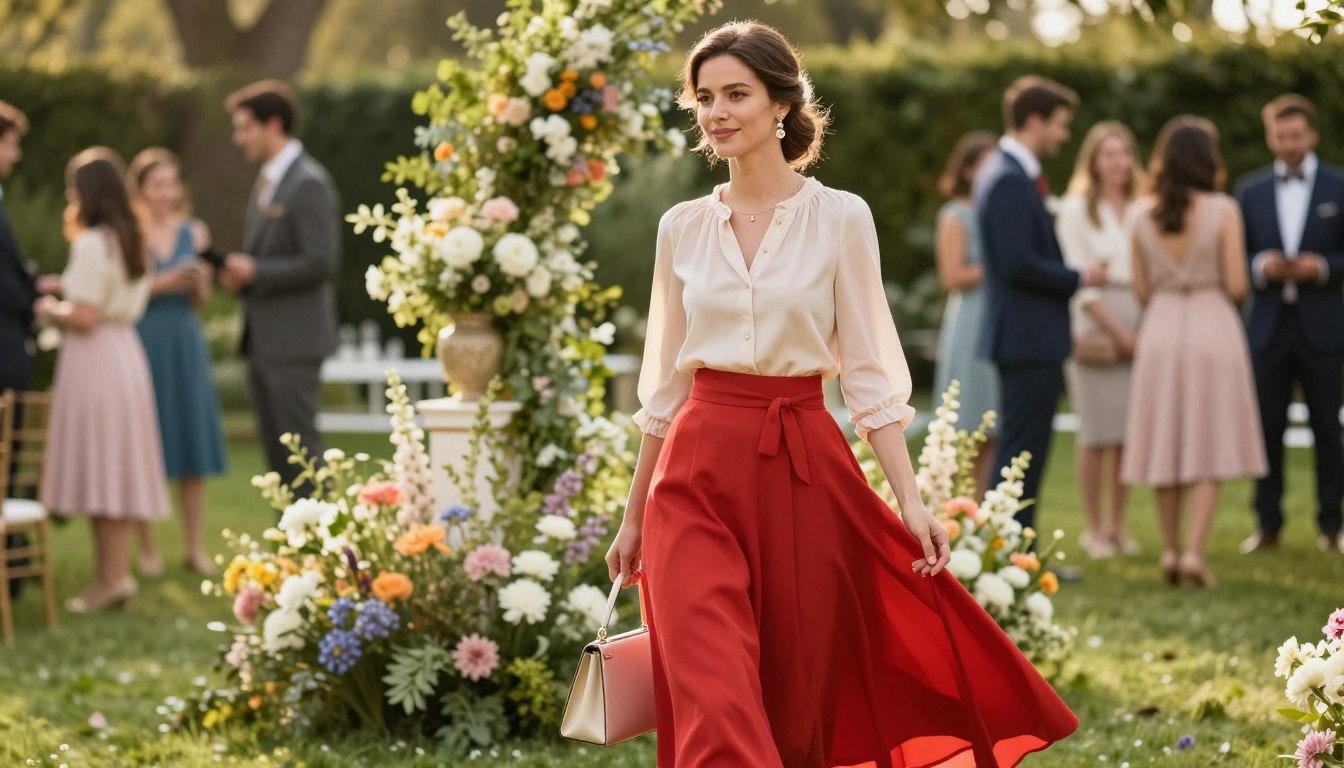 porter la jupe rouge à un mariage
